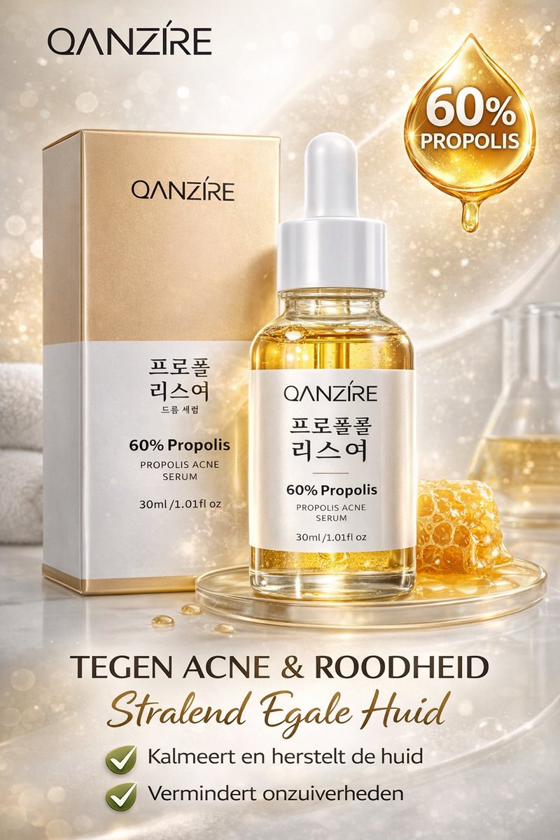 Glass Skin - “Propolis Glow Serum 60% – Voor een stralende egale huid -Tegen Acne & Roodheid – Korean Skincare – Glass Skin Effect”