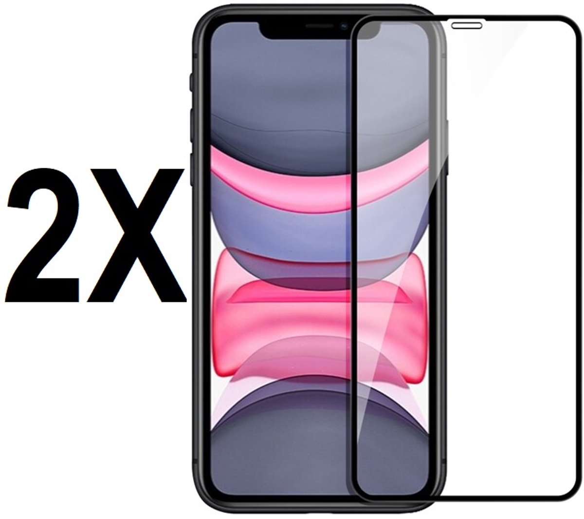 Screenprotector - geschikt voor iPhone 11/XR - FULL COVER - Tempered glass screen protector geschikt voor iPhone 11/XR - glasplaatje - 2 stuks