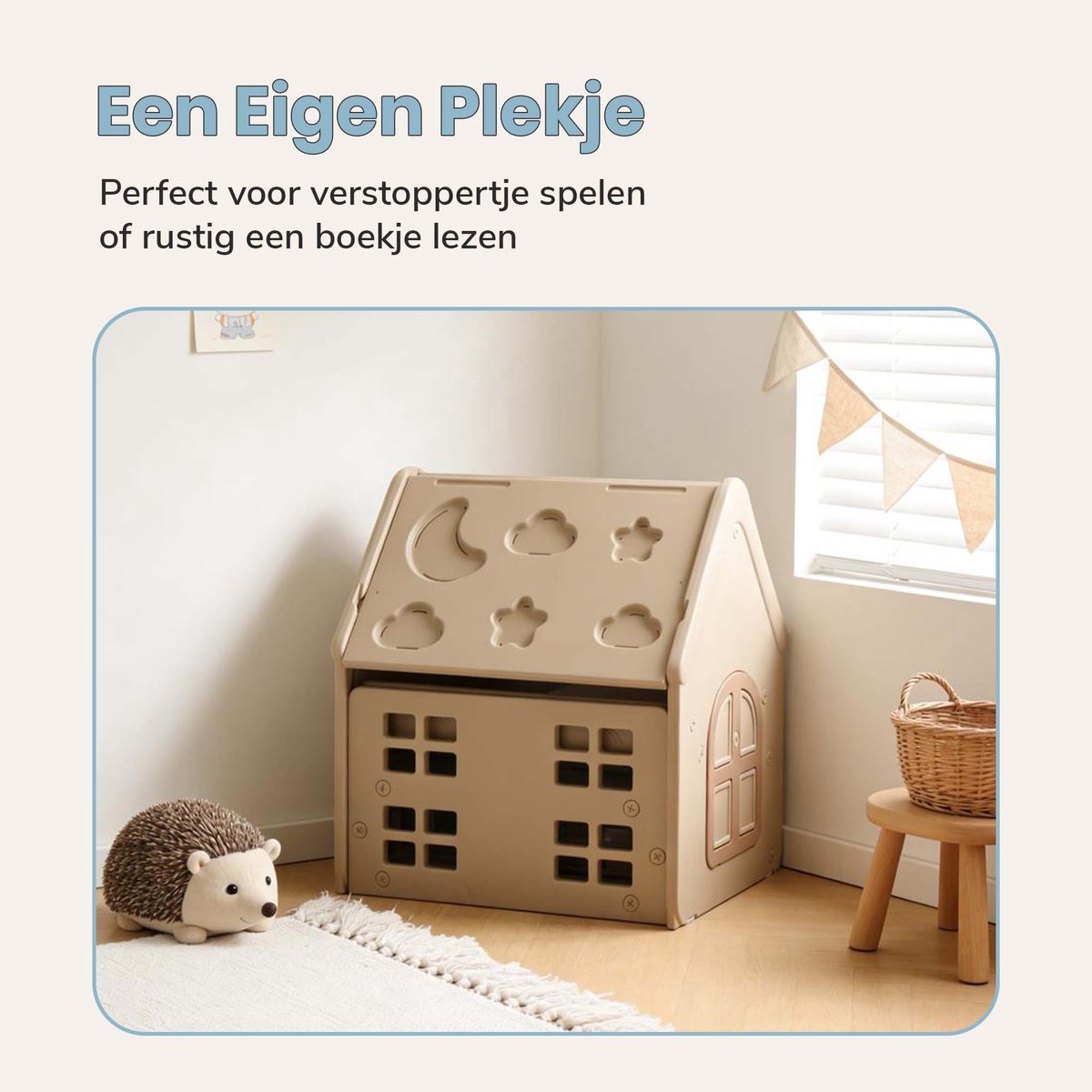 ComfyKidz 4 in 1 Speelhuis & Leerhuis incl. Opbergbank - Voor zowel Binnen & Buiten gebruik – Bouwtafel + Tekenbord + Bureau — afbeelding 5