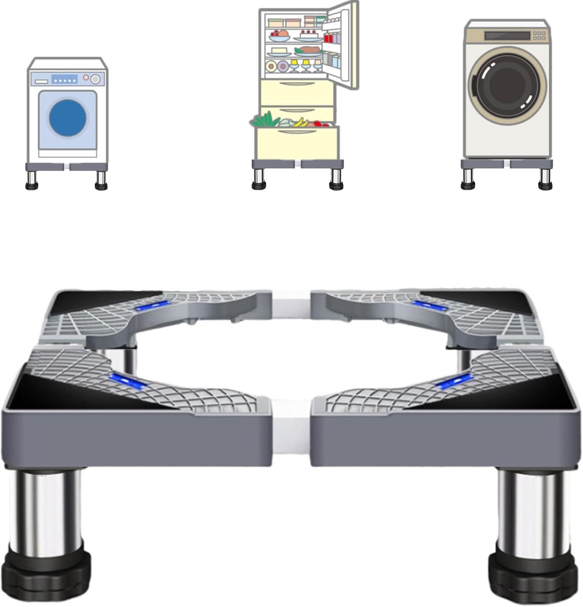 Wasmachine Verhoger - Wasmachine Opbouwmeubel - Wasmachine Sokkel - Anti Slip & Verstelbaar - Ook voor Droger, Koelkast en Vriezer - 150 Kg Draagkracht - 4 Poten - Hoogte 13-16 cm - van Imperatoris