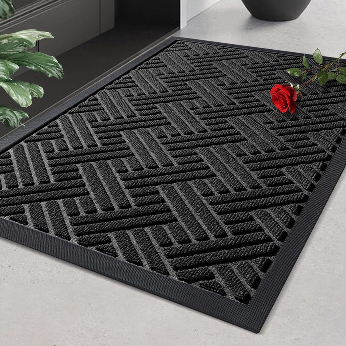 Voordeurmat - Welkomstmat Entree - Vuil Vangen - Antislip Rubber - 71 x 47 cm - Zwart
