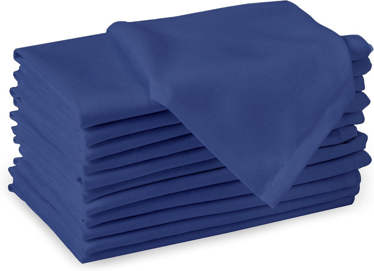 Katoenen Servetten Set van 12 – 43 x 43 cm – Herbruikbaar & Machinewasbaar – Intense Cobalt