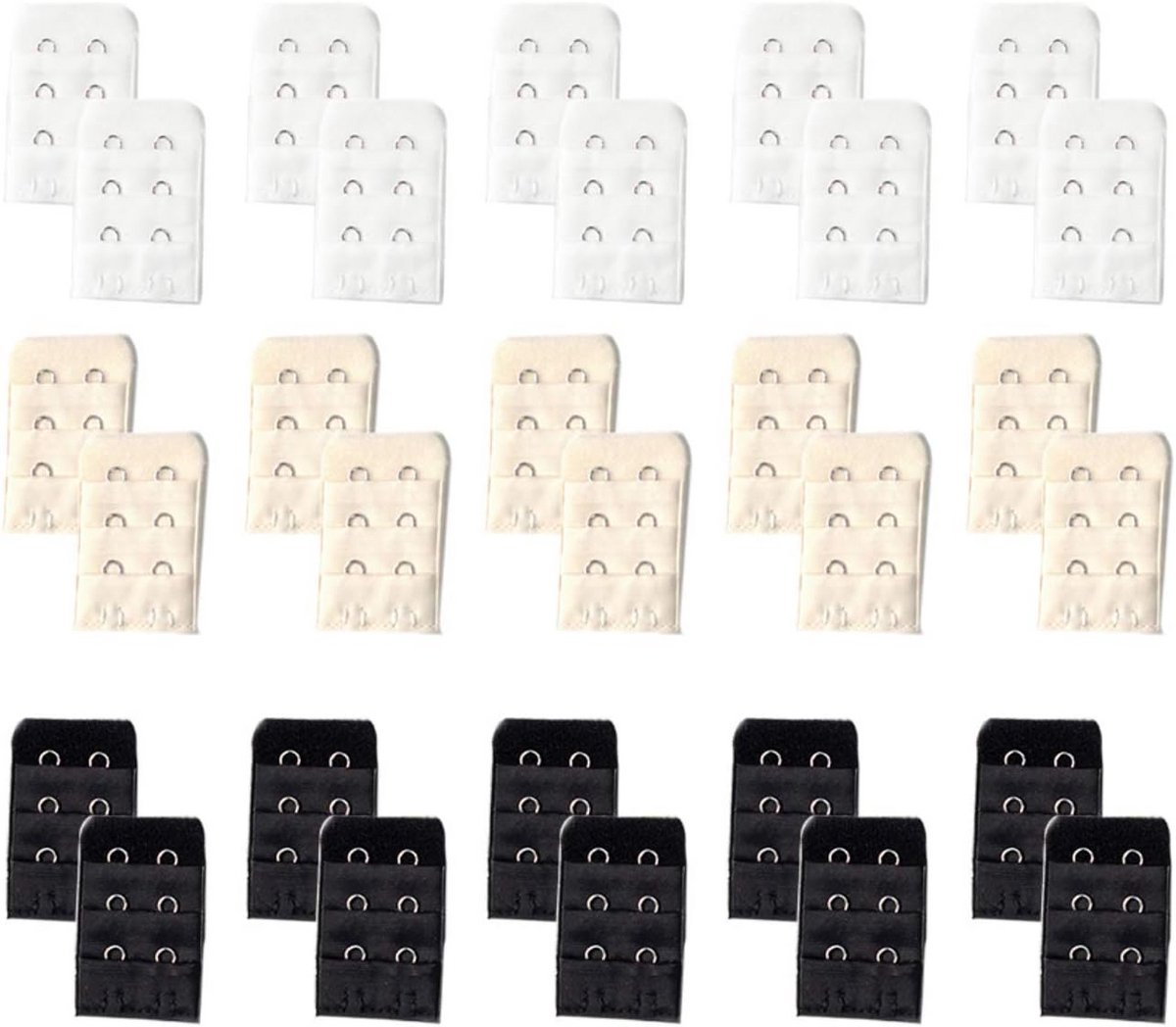 Set van 30 BH Verlengstukken (Zwart, Wit, Beige) - 2 Haken - Comfortabele BH Extender