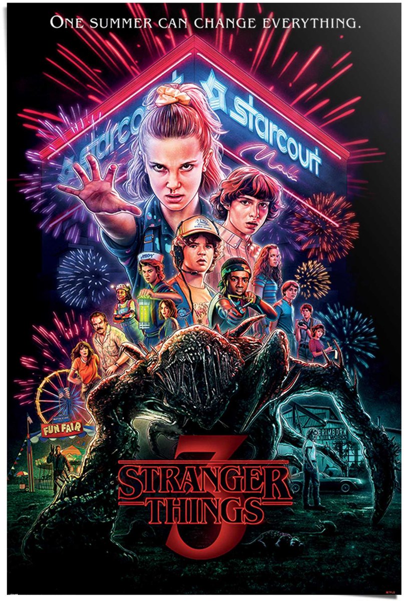 Poster Stranger Things - 91,5 x 61 - Papier - REINDERS bonte kleuren
