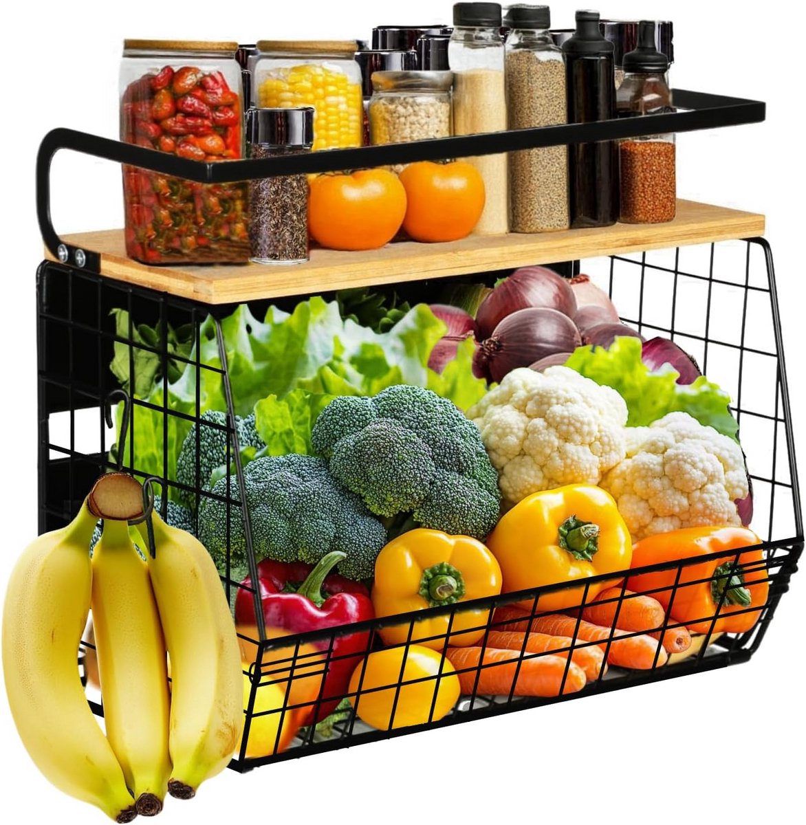 Magnetische Opbergmand voor Keuken: Fruitmand, Groenterek en Kruidenrek voor Koelkast