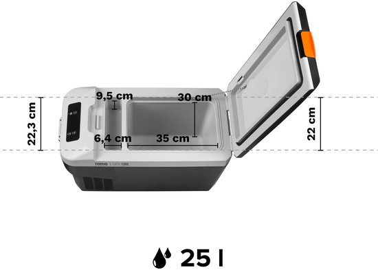 TEESA professionele compressor reiskoelkast met vriesfunctie 25L - DC12/24V - AC 230V - Autokoelkast, Compressor, Draagbare Kleine Koelkast met Vriesvak, Voor Voertuigen, Vrachtwagens, Campers, Boten, Mini Elektrische Koeler, Voor Autoritten, Reizen van Teesa — afbeelding 4