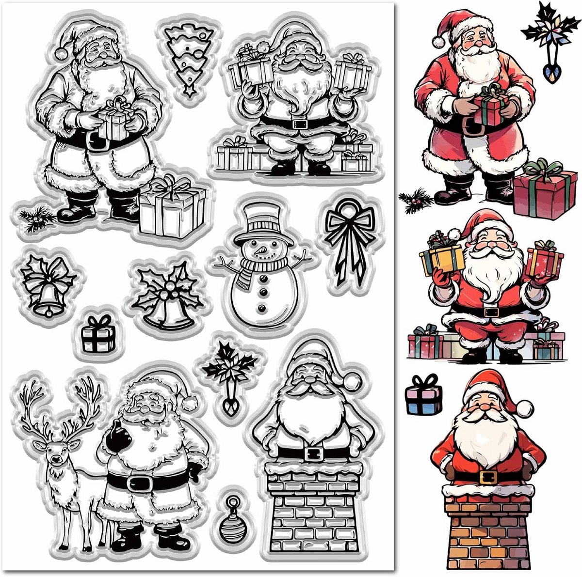 Transparante Silicone Clear Stamps met Kerstmotieven voor Kaarten en Scrapbooking - 16 x 11 cm - Herbruikbare Stempelset voor Creatief Papierwerk