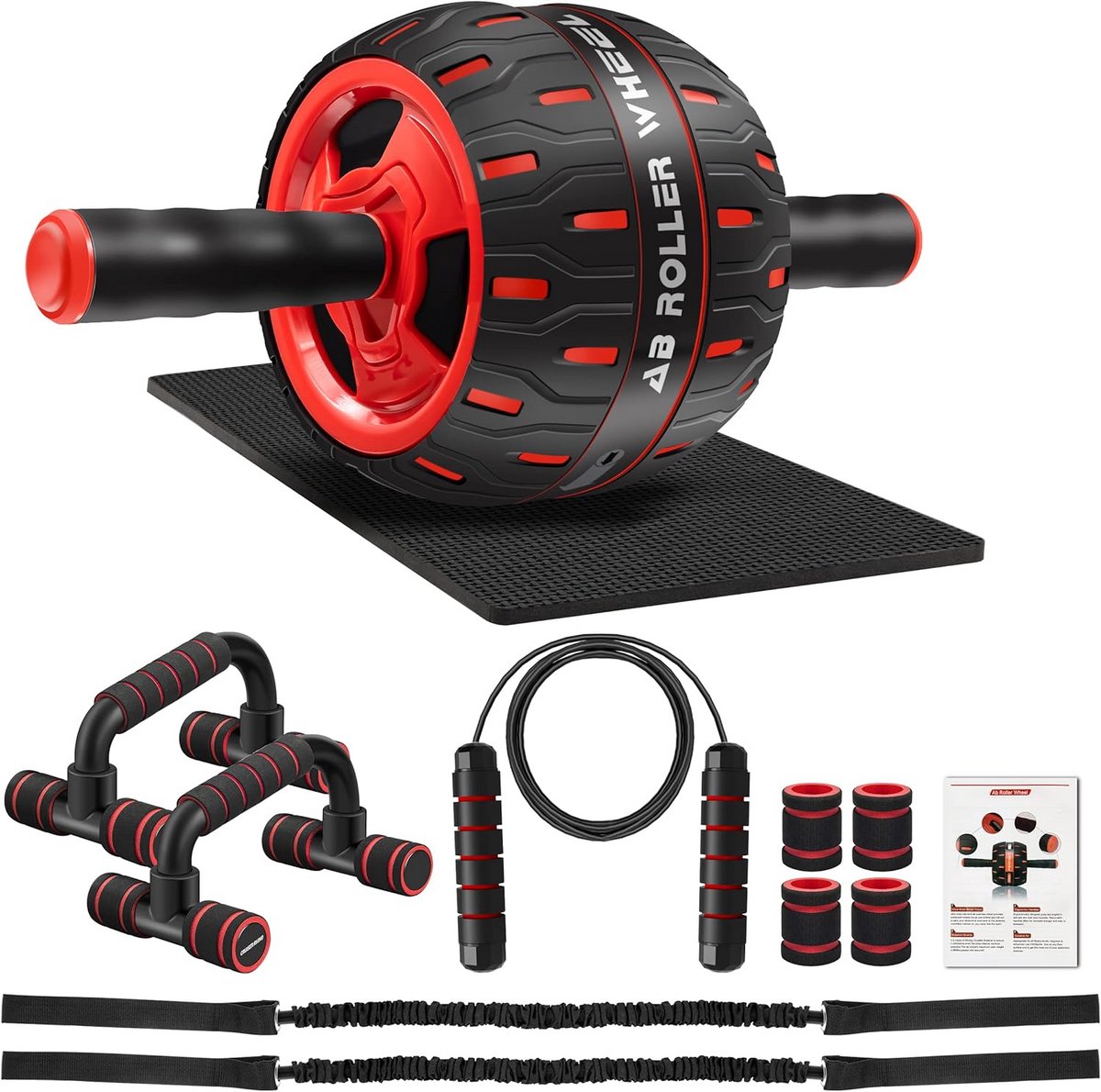 Ab Roller Wiel Set met Push-up Stangen en Springtouw voor Thuistraining