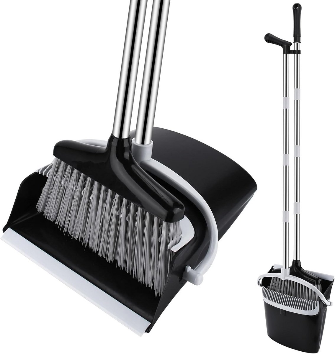 Lichtgewicht Bezem en Stofpan Set met Uitschuifbare Steel (123 cm) - Voor Binnen en Buiten