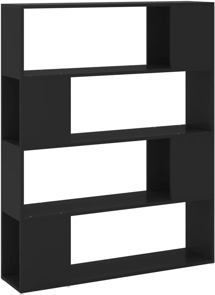 Boekenkast en Roomdivider met 4 vakken - Multifunctioneel opbergrek (100x24x124 cm)
