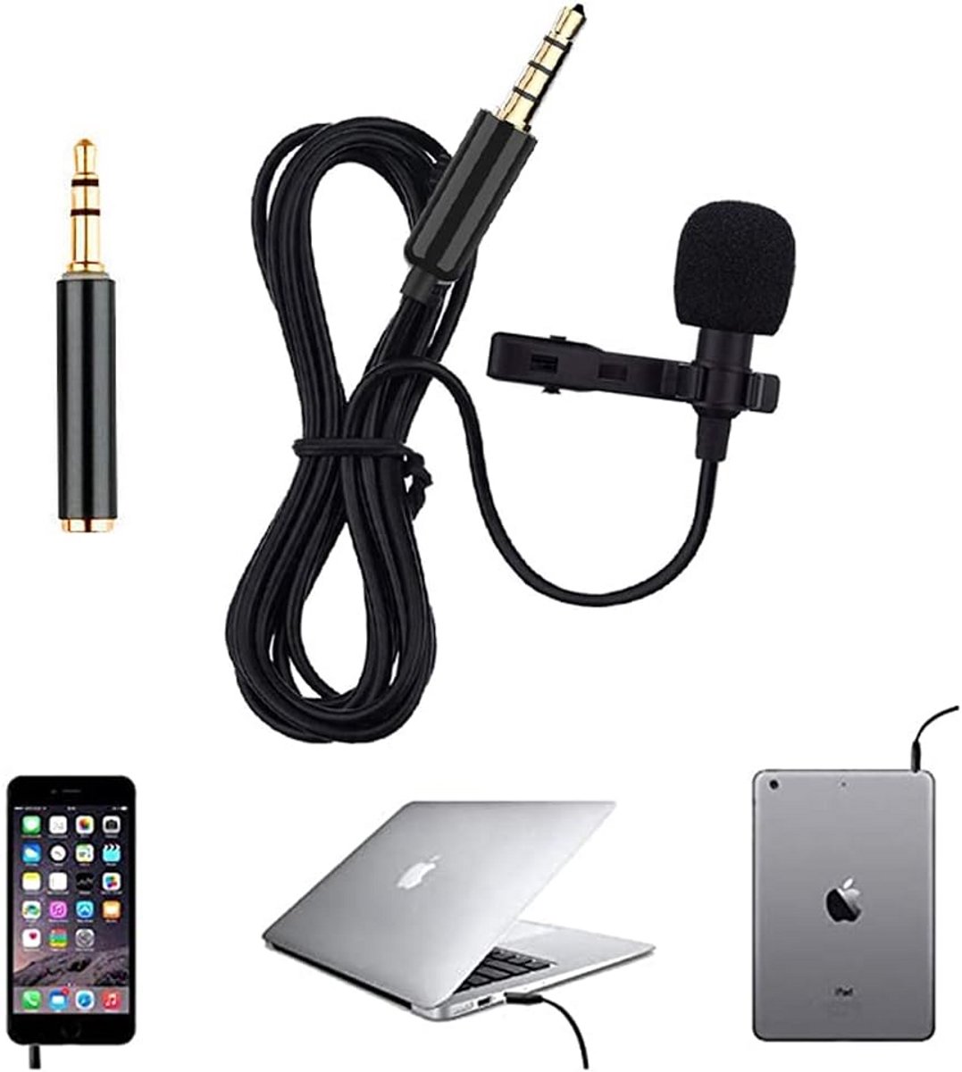 Universele Lavalier Opsteekmicrofoon 3,5 mm voor Smartphone, Tablet en Laptop - Draagbaar en Professioneel