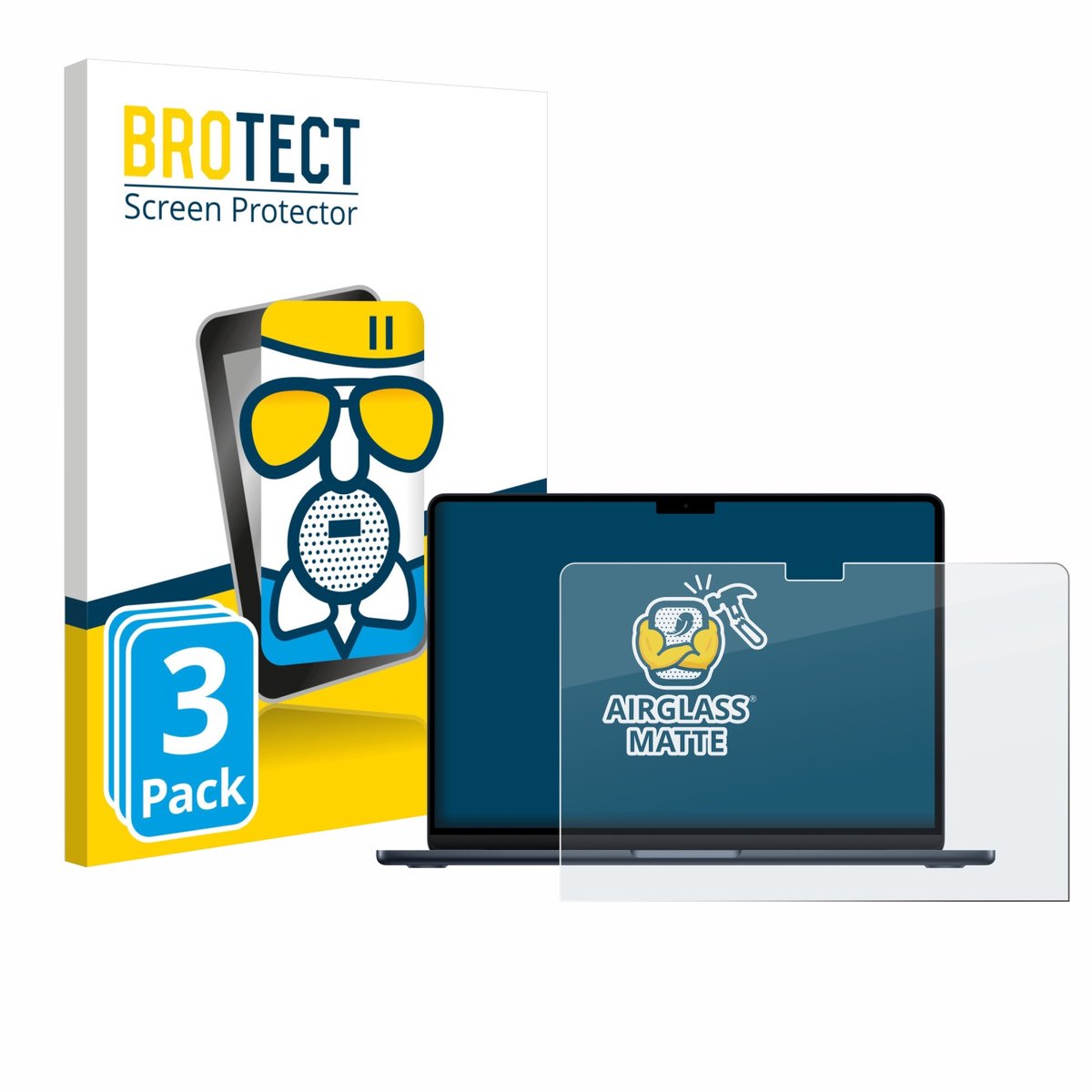 BROTECT - Screenprotector voor Apple MacBook Air 13" M4 2025 / M5 2026 - Folie Beschermfolie Beschermglas matte 3 Stuks