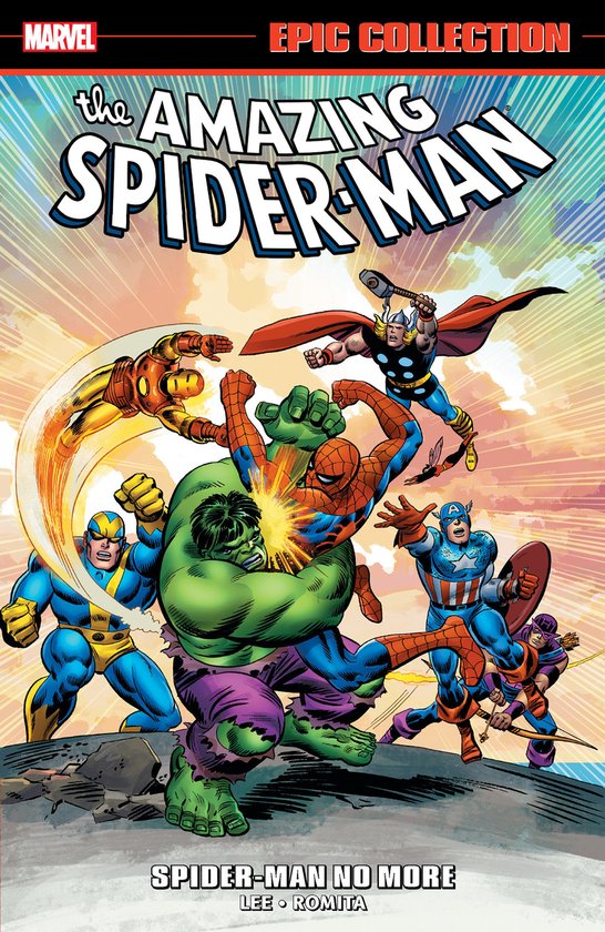 De Amazing Spider-Man Epic Collection: Spider-Man No More. Met Spider-Man, Hulk, Iron Man, Captain America, Thor, Quasar en de Black Knight.