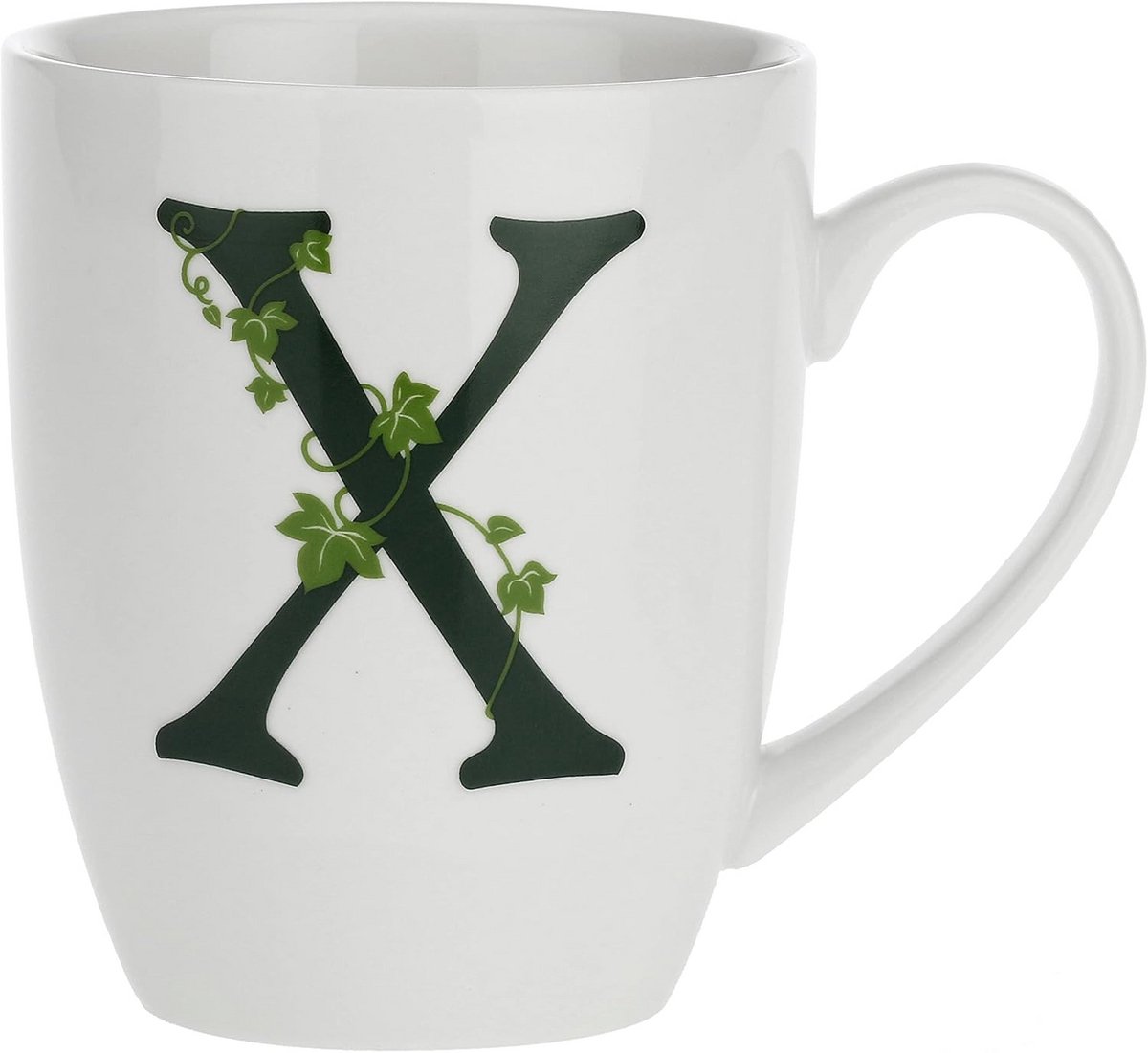 Porseleinen Mok met Letter X - Wit Serviesgoed voor Koffie en Thee