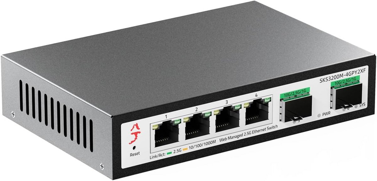 Gigabit Netwerk Switch met 4x 2.5G Poorten en 2x 10G SFP+ Slots, Web Beheerd