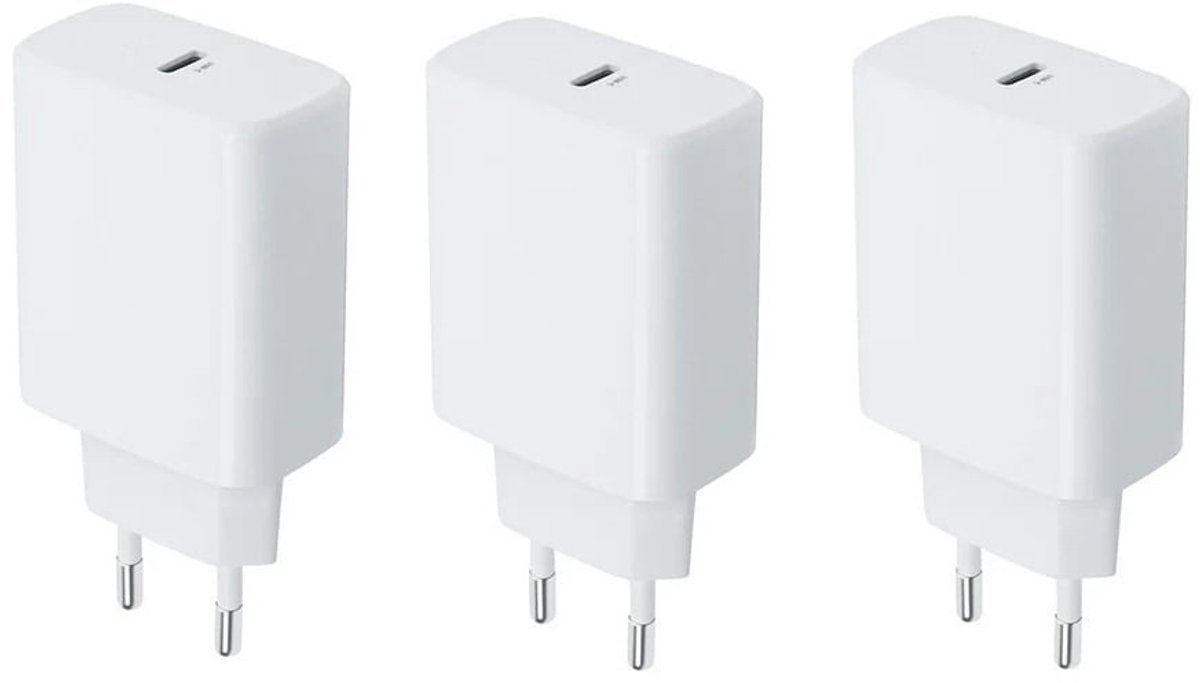 3 stuks OneOne 25W super snellader. Witte oplader met USB C. PD en Quick Charge lader adapter past op JBL Extreme 4