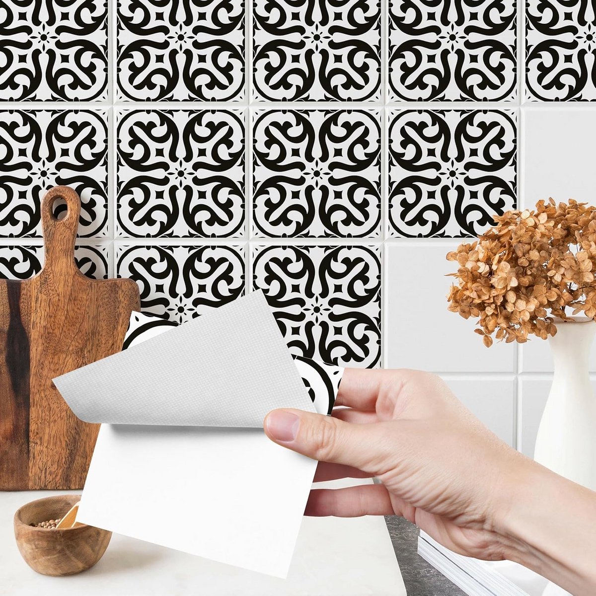 Zelfklevende Mozaïek Tegelstickers Zwart Wit Ornament - Keuken & Badkamer Decoratie