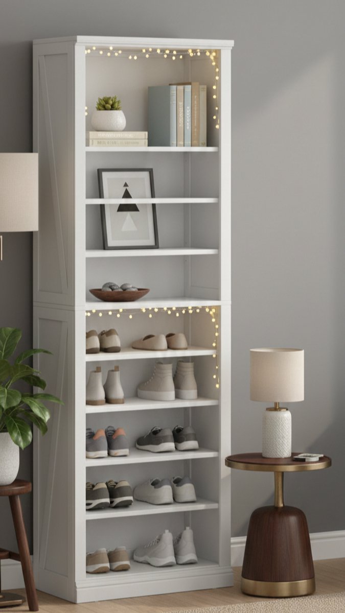 Capri Hoge Schoenenkast met Verstelbare Planken – Vrijstaande Schoenenopberger voor 27-30 Paar – Halmeubel, Woonkamer, Slaapkamer – 62,5 x 30,5 x 181 cm – Wit - House&Garden
