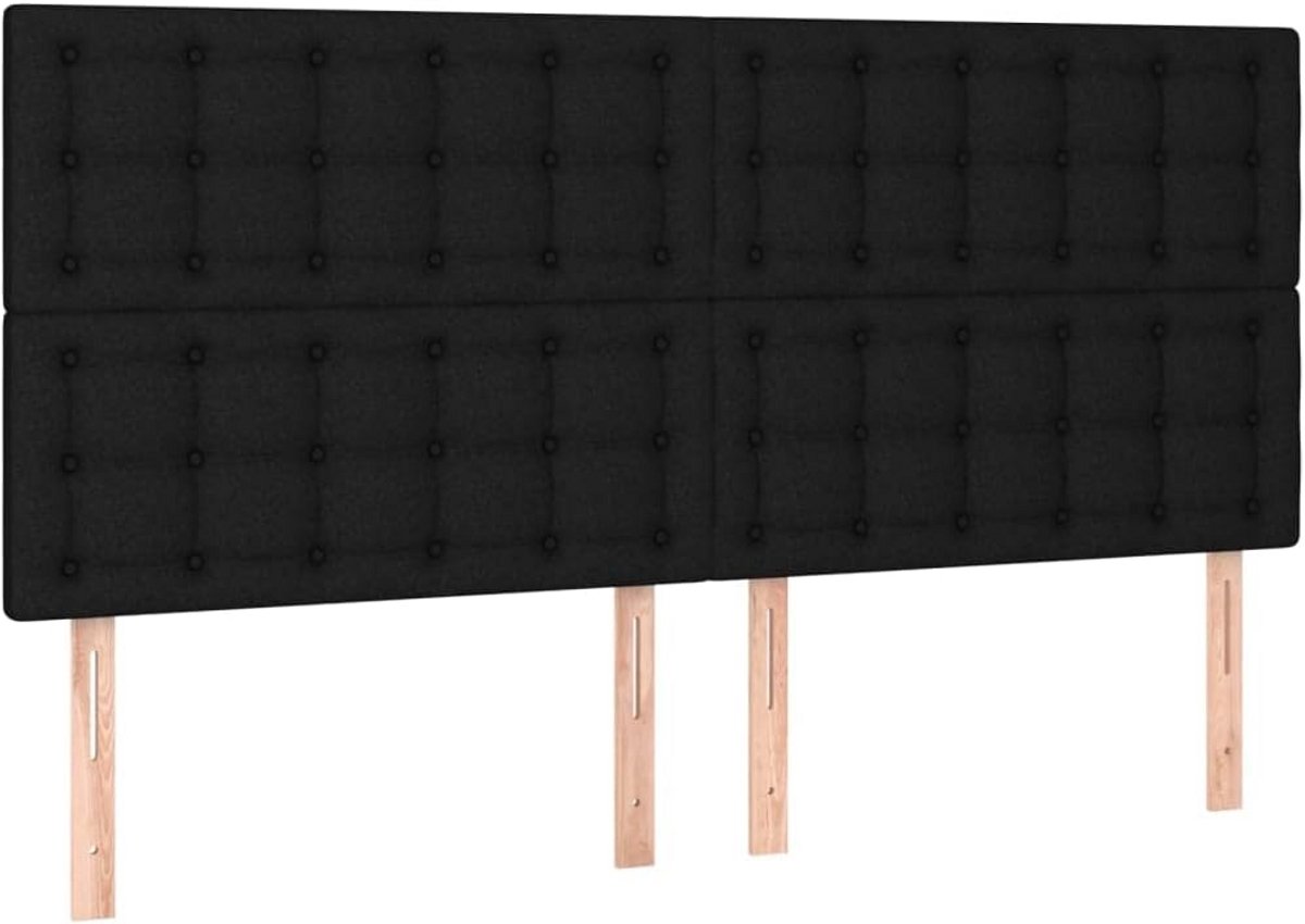 Hoofdbordenset 4 Stuks Zwart Stof Voor Bedframe