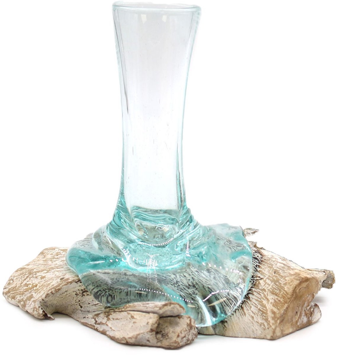 Ancient Wisdom Gesmolten glas op witgekalkt hout - Vaas - Klein multicolor