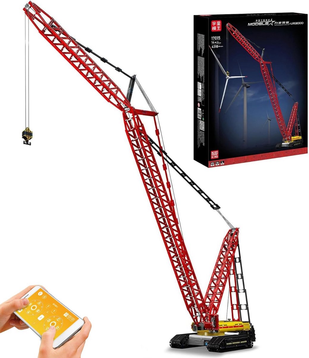Gigantische Bouwset Rauwkraan 188cm - 4318 Delen, APP & Dual Afstandsbediening - Technisch Bouwmodel