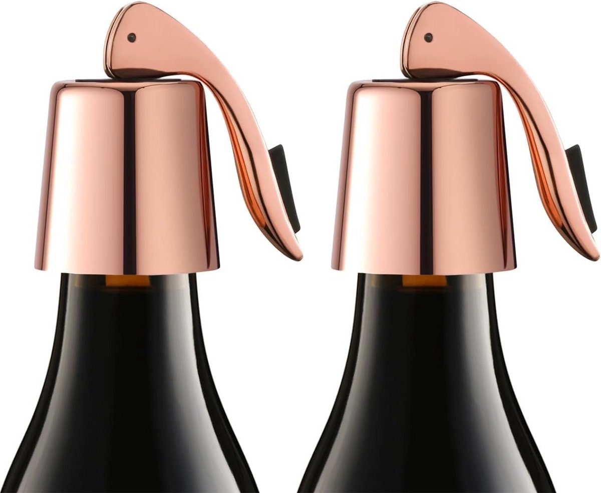 Set van 2 Roségouden Wijnstoppen en Schenktuiten voor Flessen