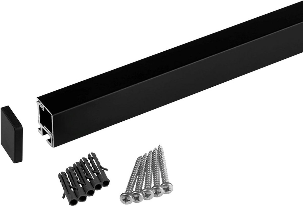 Zwarte Aluminium Keukenrollijst voor Wandmontage 1200 mm