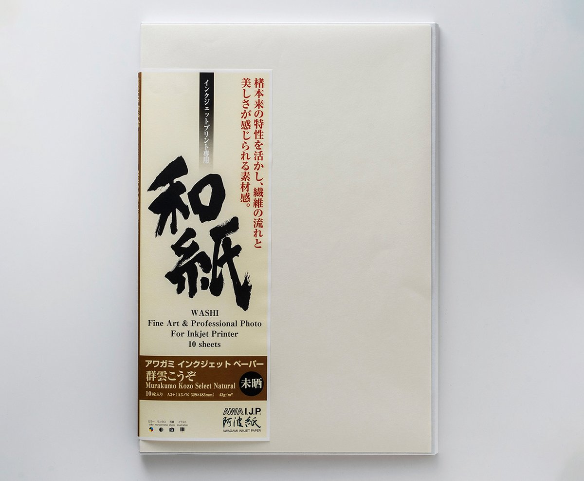 Awagami Murakomo Kozo Select Natural White. 42grs. Mat. A3+/10vel.