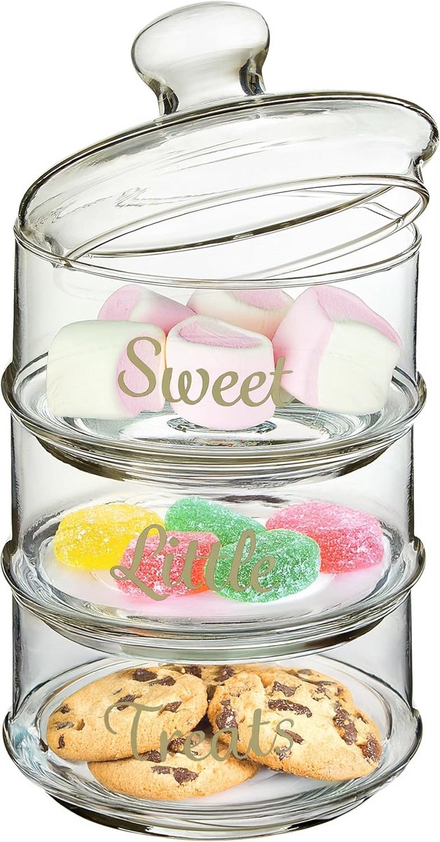 Stackable opbergpotjes - doorzichtig - 3-delige set