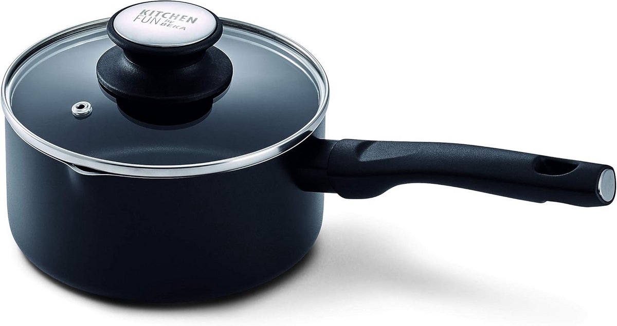 Saucepan met deksel 16 cm - geschikt voor inductie, PFOA-vrij, 2 schenktuitjes