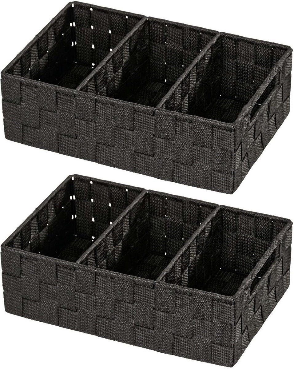 Set van 2 Badkamerorganizers met Handgreep - Zwart - 32 x 10 x 21 cm
