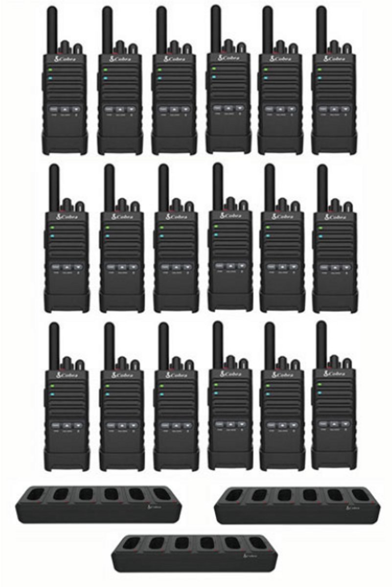 Set van 18 Cobra PX650 UHF PMR446 portofoons met multilader