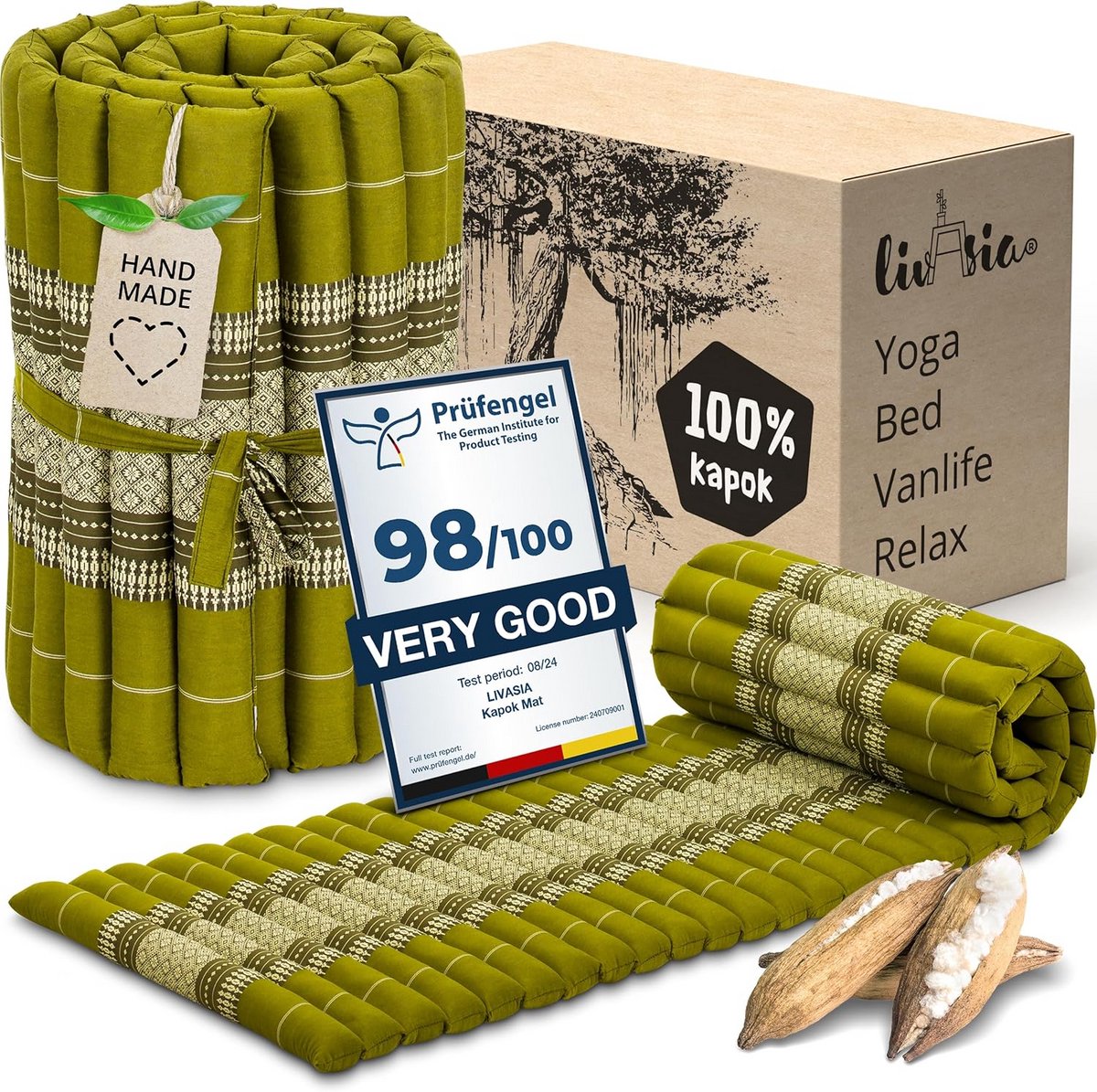 Natuurlijke Kapok Rolmatras voor Gasten en Reizen - Duurzaam en Handgemaakt