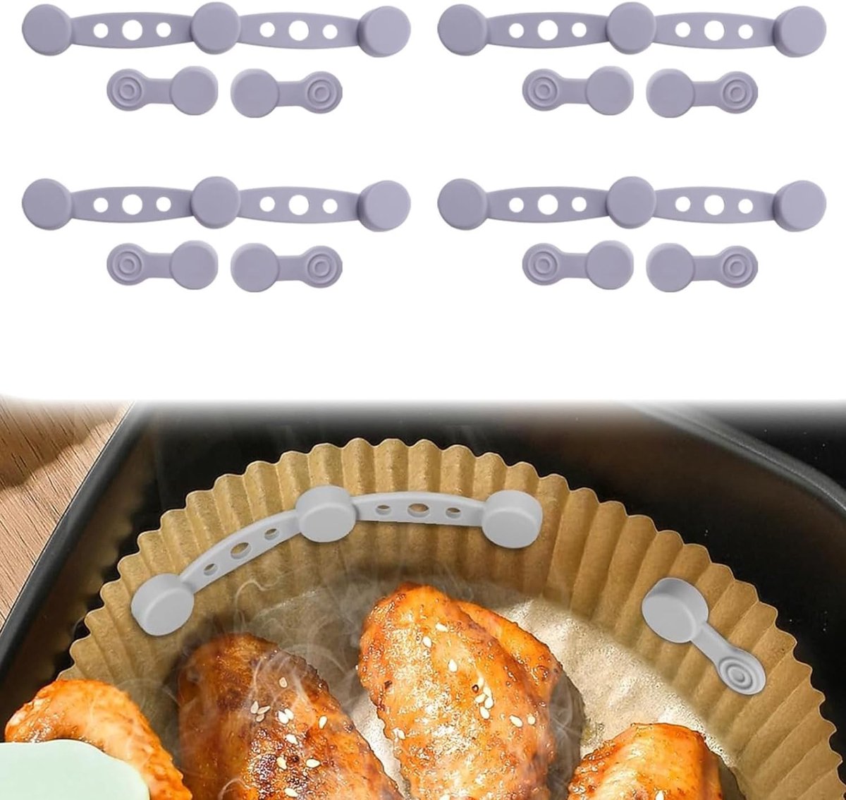 12Pcs Airfryer Magneet Siliconen Gesp Wordt Gebruikt om Bakpapier op Zijn Plaats te Houden om te Voorkomen Dat Het Loslaat Door Contact met Het Verwarmingselement, Geschikt Voor Airfryers (grijs)