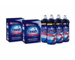 Finish Vaatwasser Voordeelset – 2x Vaatwasmachine Zout + 4x Glansspoelmiddel Powerball 800 ml – Complete Set