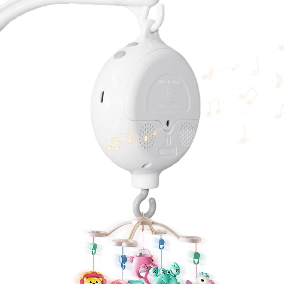 Elektrische Baby Mobiel Muziekdoos voor Kinderkamer - 35 Melodieën - Houtlook Wit
