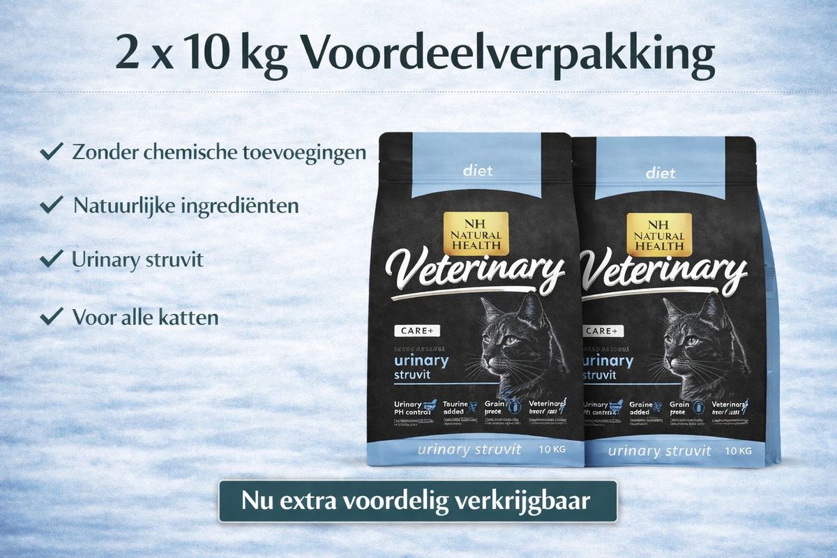 Natural Health graanvrij kattenvoer Veterinary Diet Urinary Struvit 2x 10 kilo - Kat