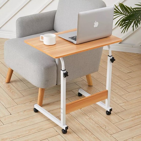 In hoogte verstelbare bedtafel met wielen - Roltafel voor laptop, bank en ziekenhuis — afbeelding 3