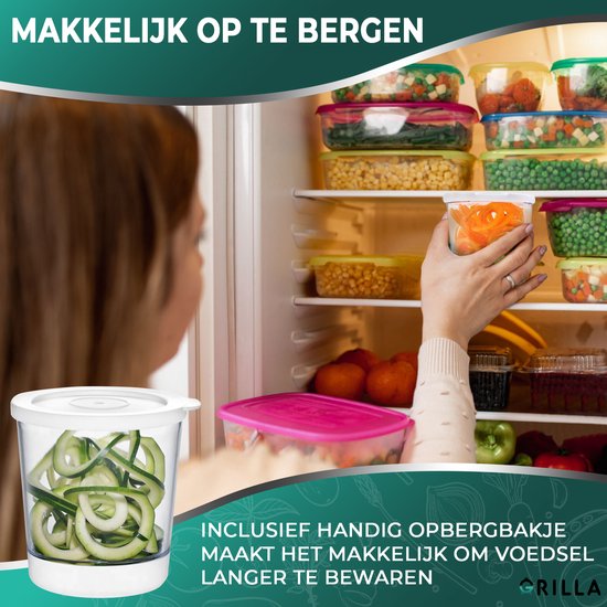Grilla Spiraalsnijder - Spirelli - Spiralizer voor Groenten - Courgettesnijder Spiraal - Dunschiller - Zwart