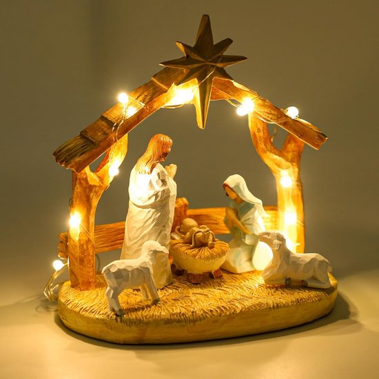 Prachtige Kerststal met LED-verlichting voor Thuis