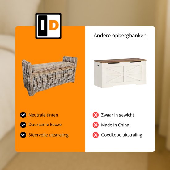 Interiedirect - Banc en osier avec rangement - Victoria