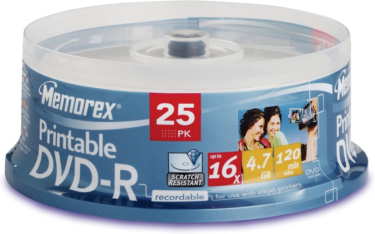 Memorex M00587 DVD-R Lege DVD's in Taartendoos (25 stuks) 16x Snelheid