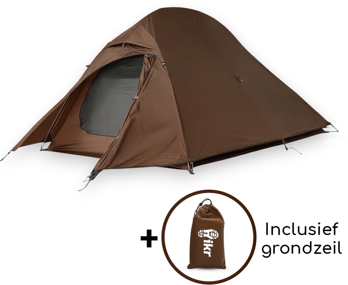 Hikr Hero 2 persoons tent – 20D 4000mm – Lichtgewicht & Waterdicht – 100% PFAS VRIJ – Kampeertent – Incl. grondzeil – Trekkerstent – Koepeltent