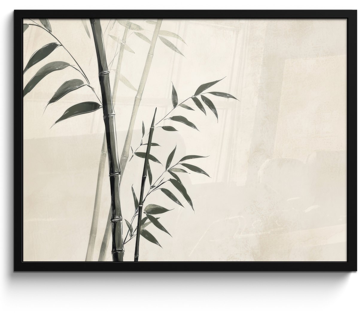 FrameYourWall Poster in lijst - Fotolijst 70x50 cm - Posters - Japandi - Bamboe - Beige - Posterlijst zwart - Decoratie - Wanddecoratie woonkamer - Muurdecoratie slaapkamer