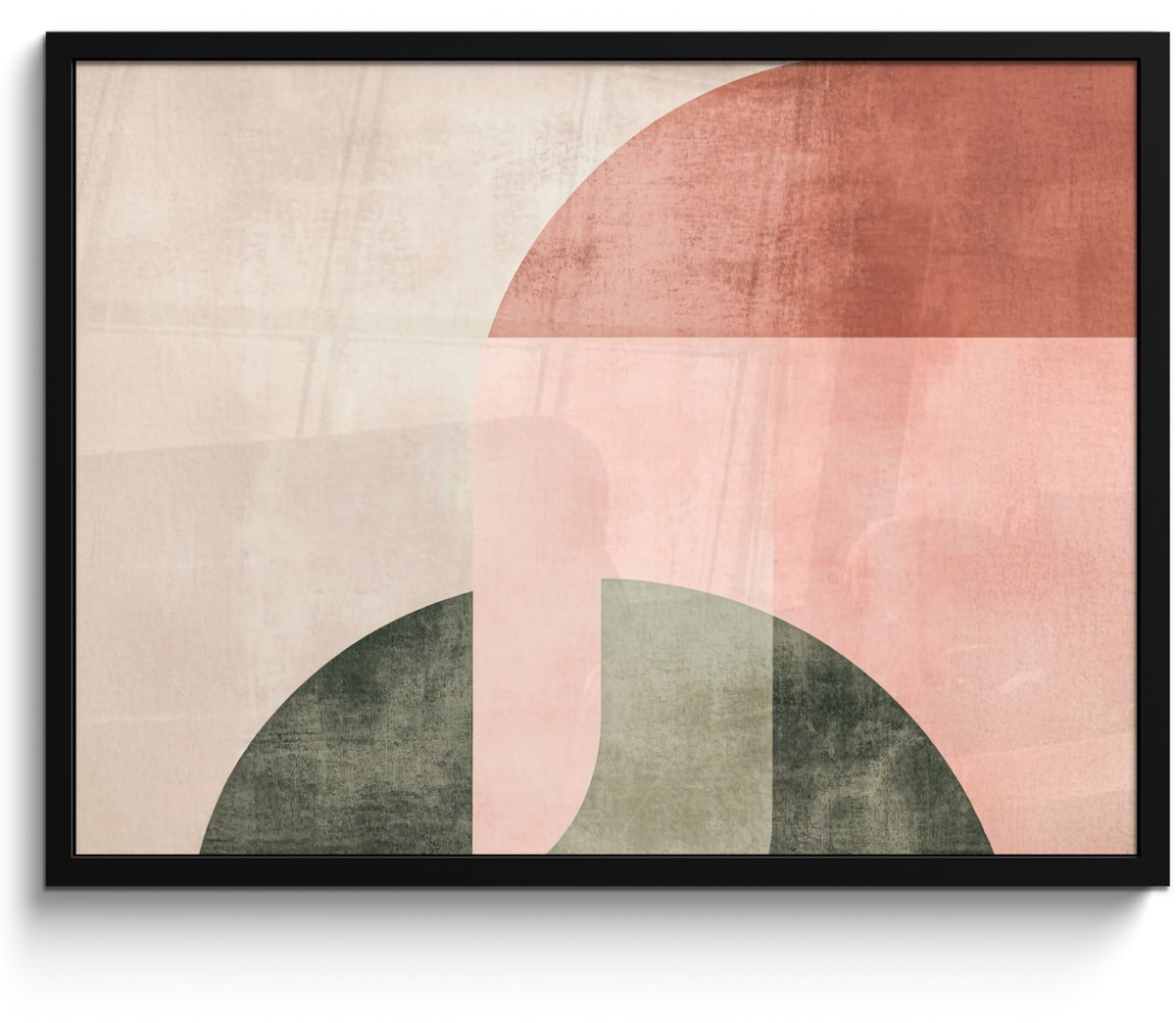 FrameYourWall Poster in lijst - Fotolijst 70x50 cm - Posters - Cirkel - Abstract - Roze - Posterlijst zwart - Decoratie - Wanddecoratie woonkamer - Muurdecoratie slaapkamer Vormen – Zacht