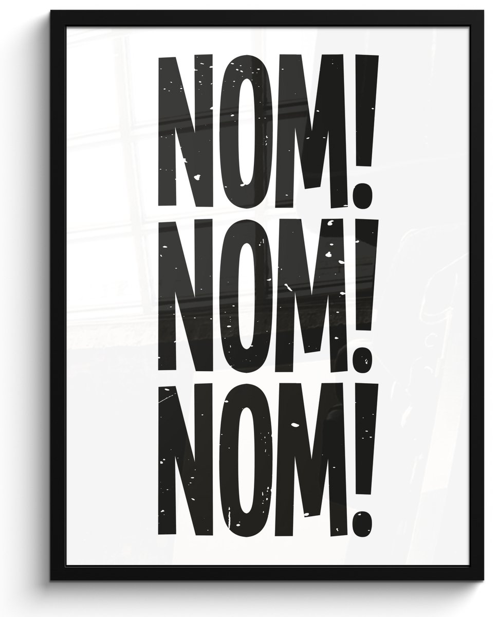 FrameYourWall Fotolijst inclusief poster - Posterlijst 50x70 cm - Posters - Decoratie - Japandi - Vintage - Zwart - Foto in lijst - Keuken decoratie muur - Wanddecoratie accessoires - Muurdecoratie - Schilderijen Nom Nom Nom