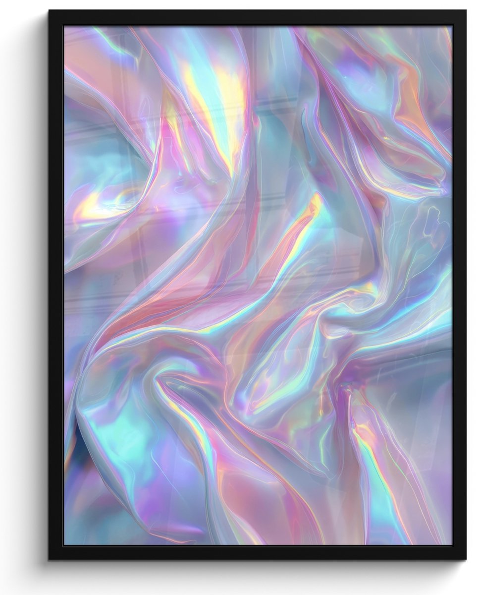 FrameYourWall Poster in lijst - Fotolijst 50x70 cm - Posters - Golvend - Pasteltinten - Glanzend - Stof - Posterlijst zwart - Decoratie - Wanddecoratie woonkamer - Muurdecoratie slaapkamer