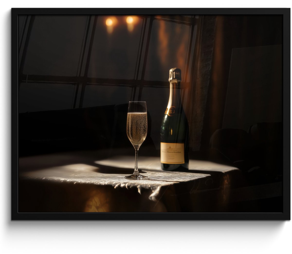 FrameYourWall Fotolijst inclusief poster - Posterlijst 70x50 cm - Posters - Prosecco - Bubbels - Sfeervol - Drank - Foto in lijst - Keuken decoratie muur - Wanddecoratie accessoires - Muurdecoratie - Schilderijen