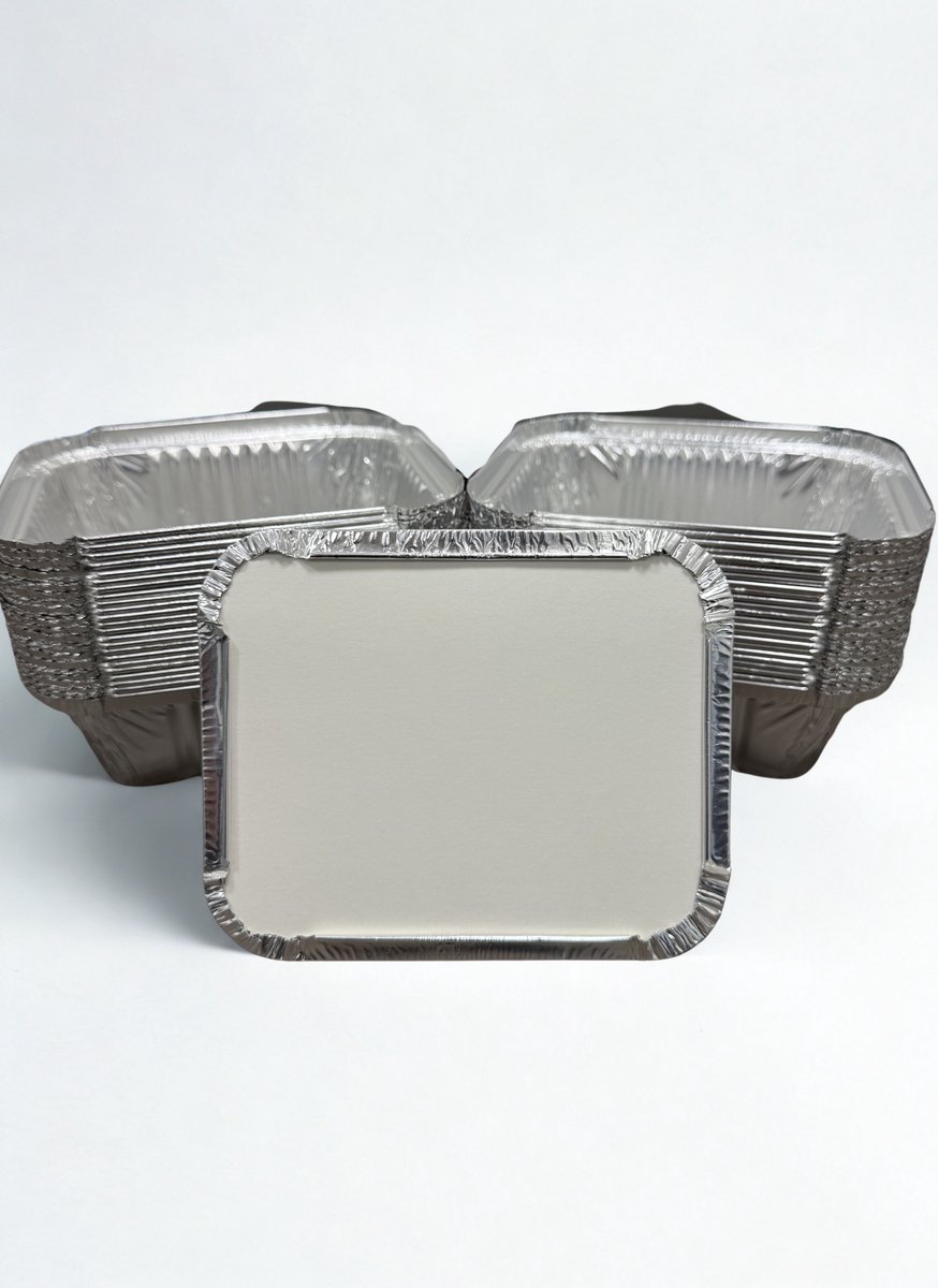 Aluminiumbakjes R128L Rechthoekig met Deksels – 100 stuks – 470 cc – Maaltijdbak / Lasagnebak – Ovenbestendig