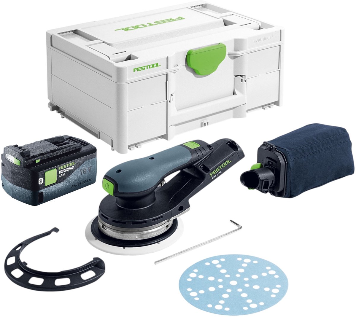 Festool ETSC 2 150-Basic accu excenterschuurmachine 18 V 150 mm borstelloos + 1x accu 5.0 Ah + systainer - zonder oplader